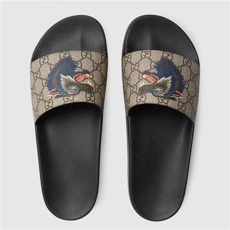 gucci gg supreme slides with wolf|gucci slides with strawberry.